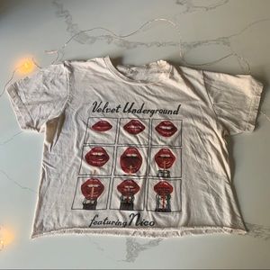 velvet underground off white crop tee